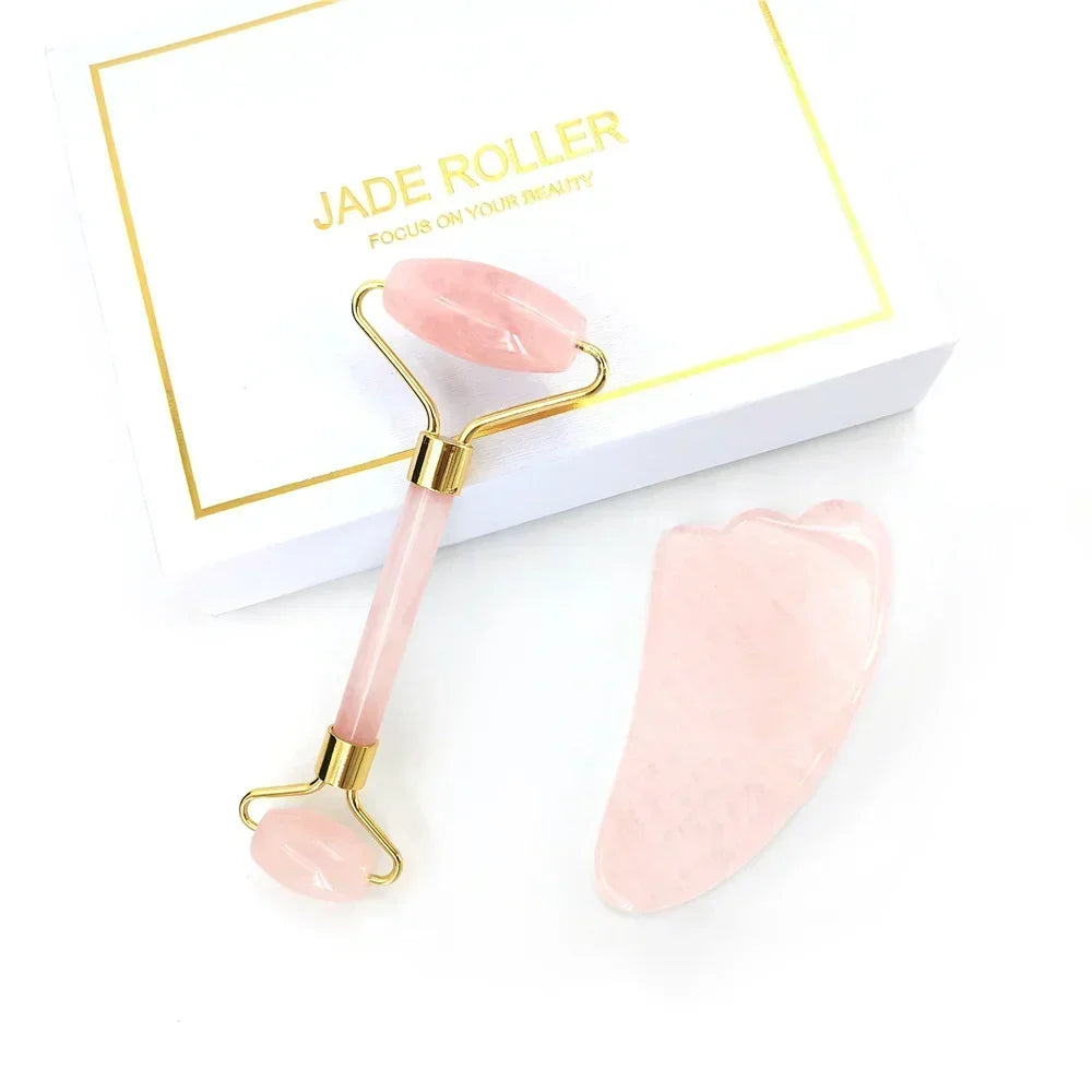 Dawndesslo Natural Jade Roller Gua Sha Set For Facial Massage