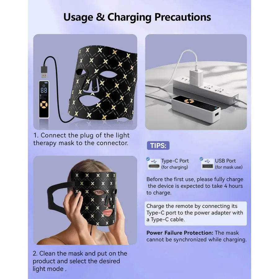 XMSJ LED Light Therapy Face Mask 630nm 830nm Home Use