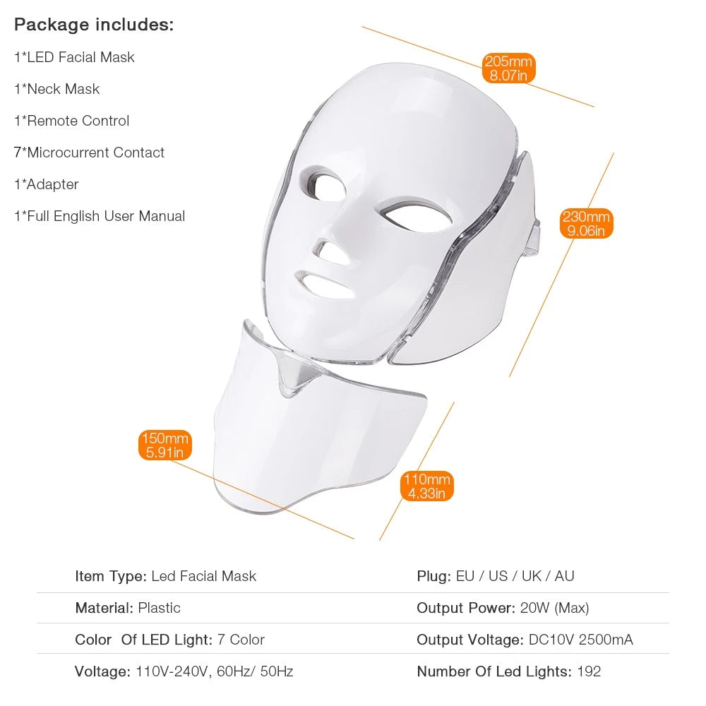Foreverlily LED Facial Mask With Neck Rejuvenation And Whitening