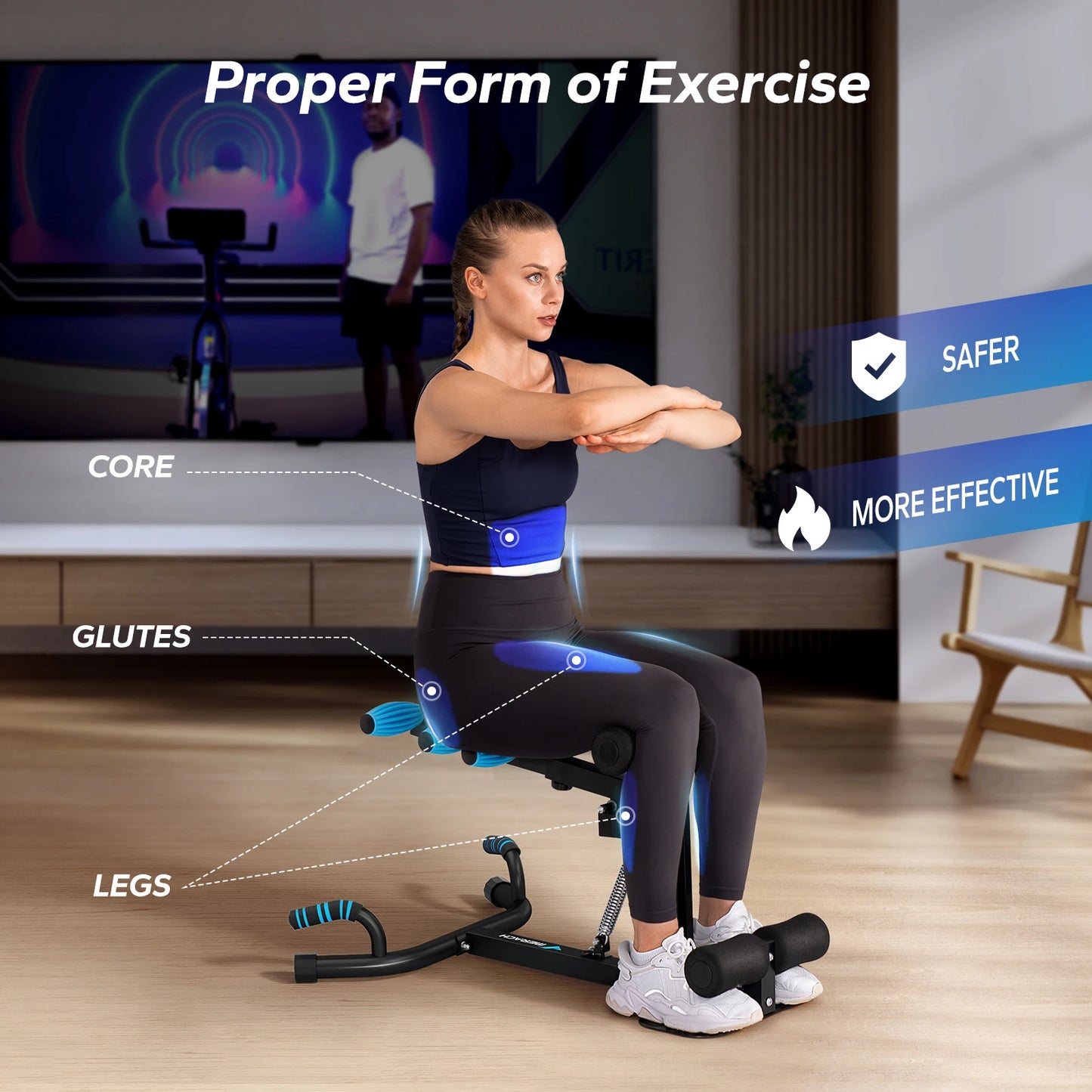 MERACH Deep Squat Machine Glutes Trainer for Core Leg Workout