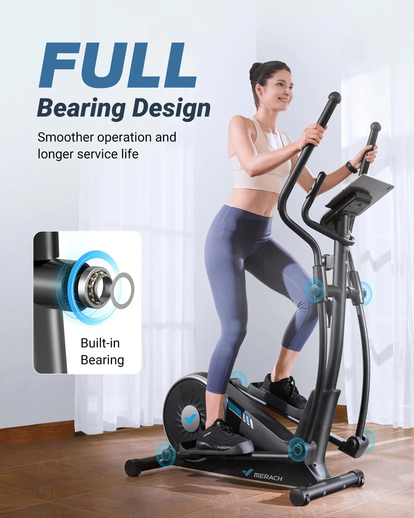 MERACH Elliptical Machine Home 16 Level Magnetic Drive With App
