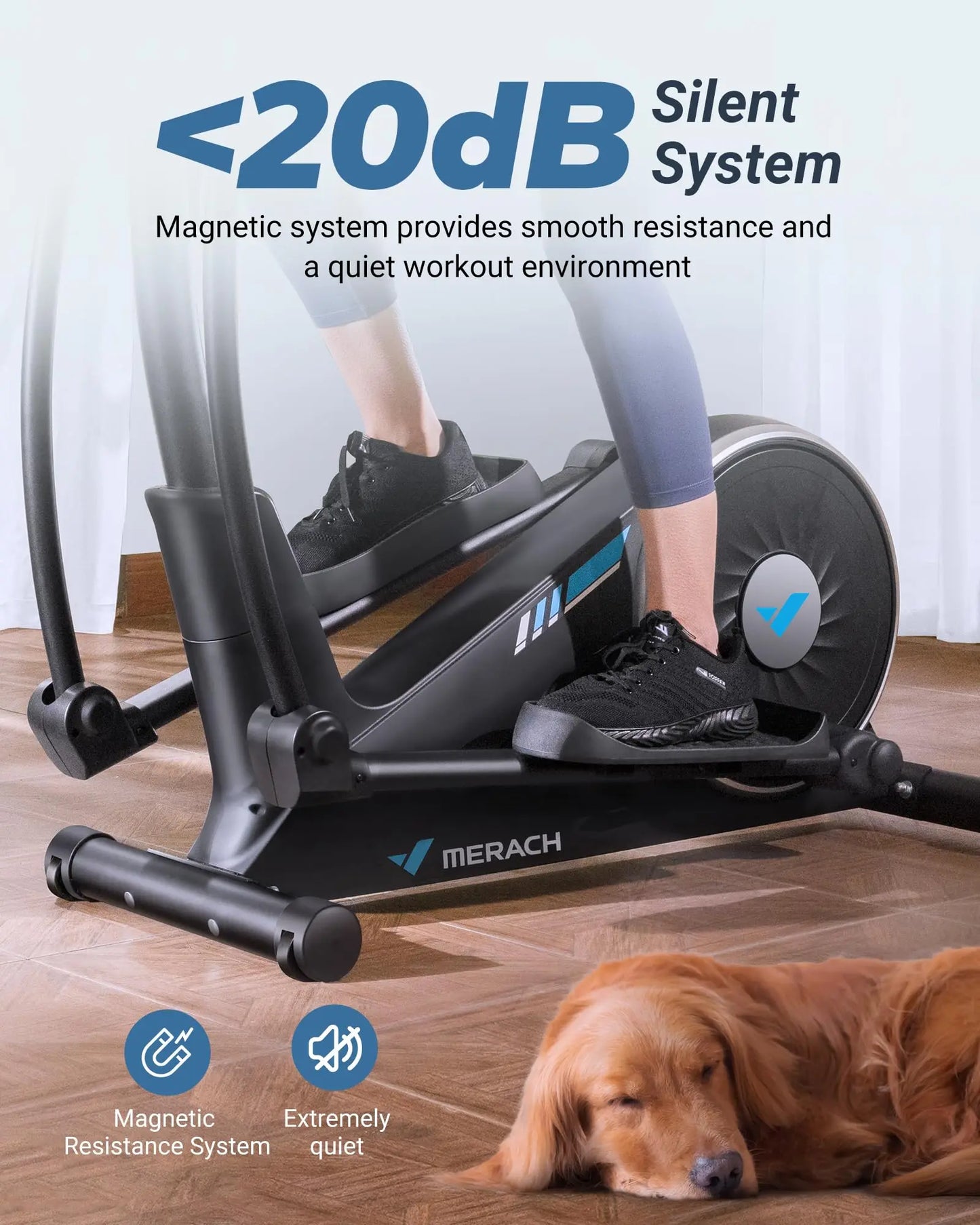 MERACH Elliptical Machine Home 16 Level Magnetic Drive With App