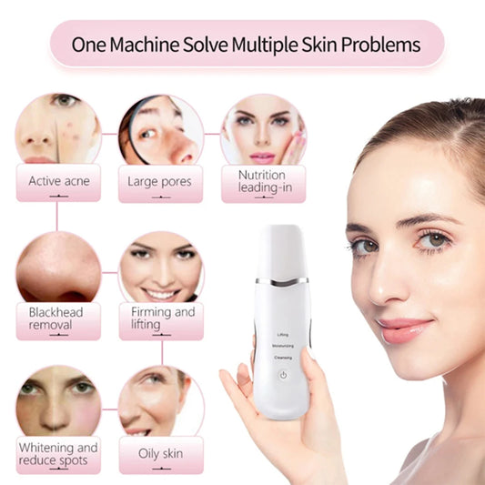 Three In One Ultrasonic Skin Scrubber Facial Cleanser Blackhead Remover