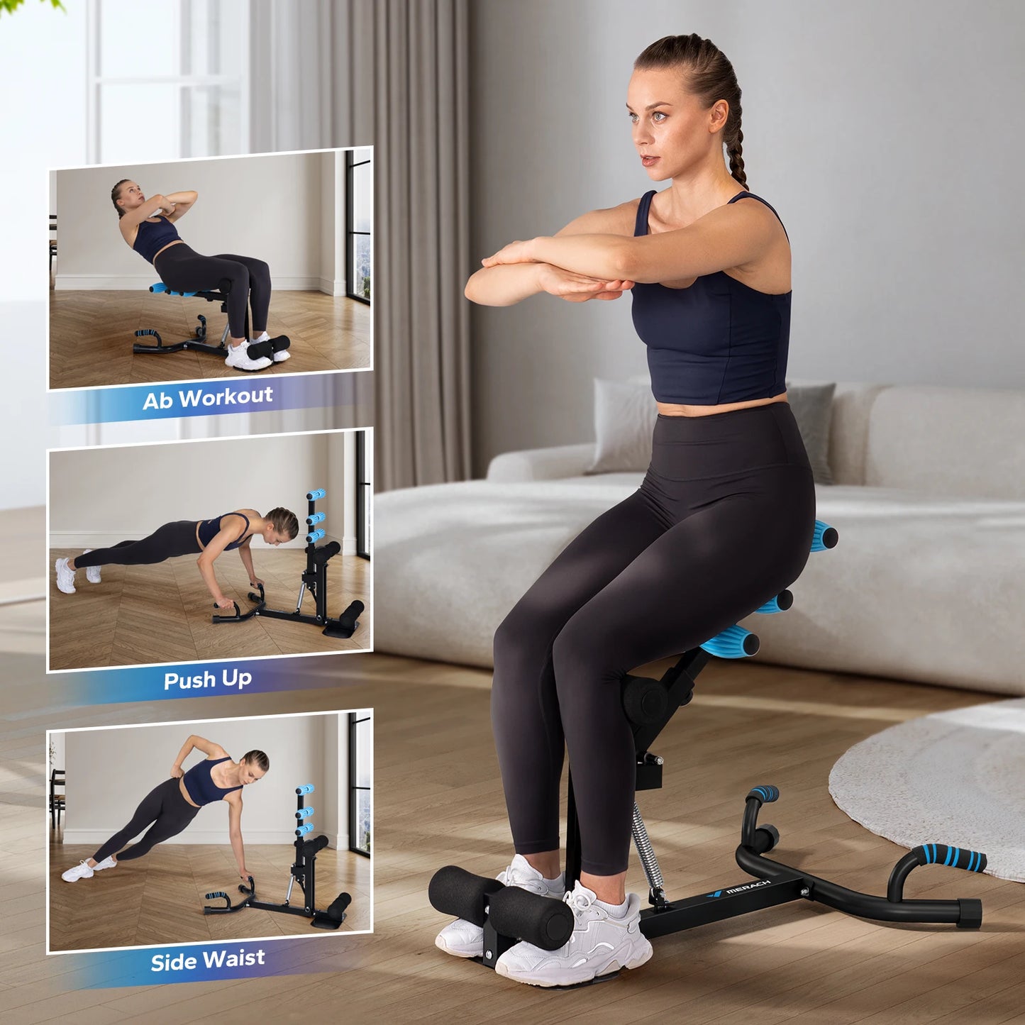 MERACH Deep Squat Machine Glutes Trainer for Core Leg Workout