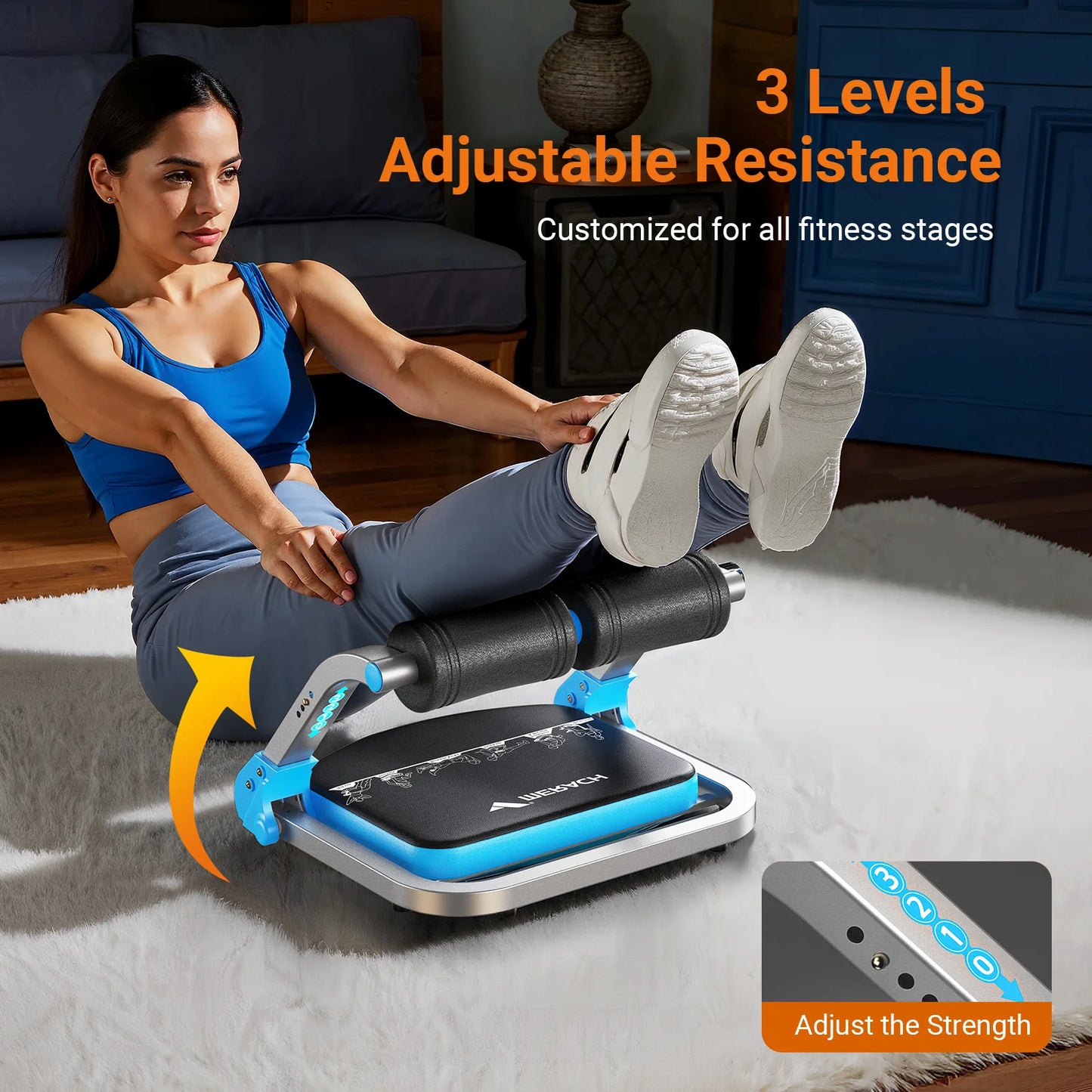 MERACH Ab Machine With Automatic Rebound And 3 Resistance Levels