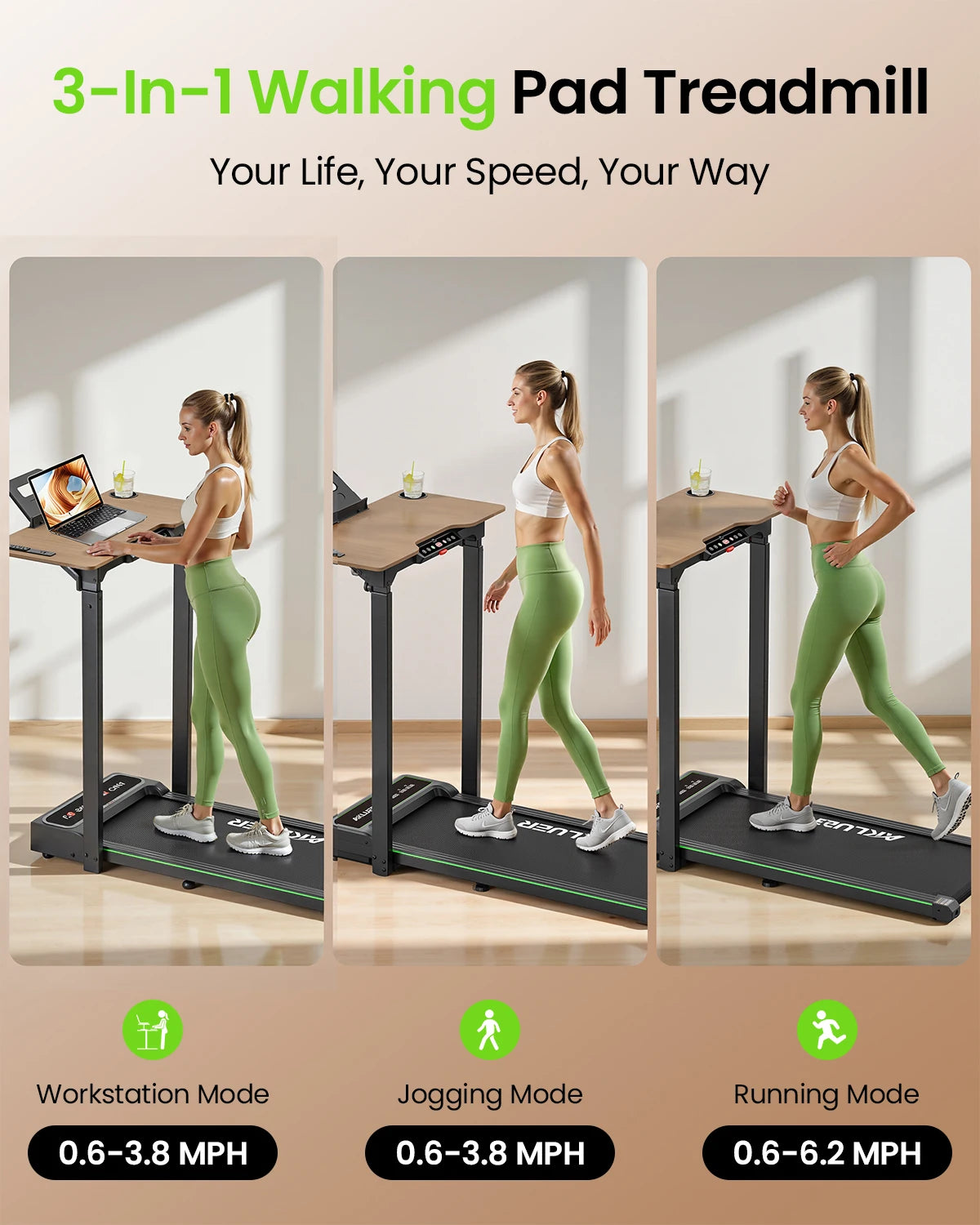 Akluer Walking Pad Treadmill,Compact Walking Pad, 2.5HP Desk Treadmills,Foldable Treadmill with Remote Control,for Home & Office