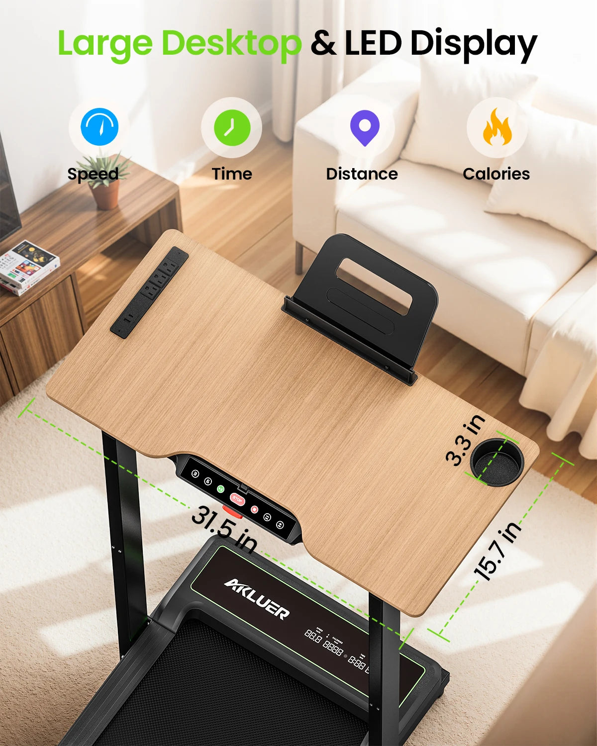 Akluer Walking Pad Treadmill,Compact Walking Pad, 2.5HP Desk Treadmills,Foldable Treadmill with Remote Control,for Home & Office