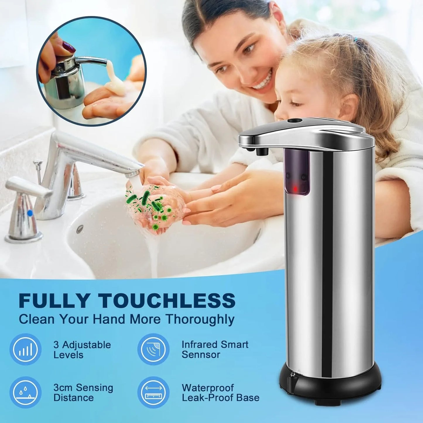 Touchless Infrared Soap Dispenser Large Capacity for Kitchen and Bath