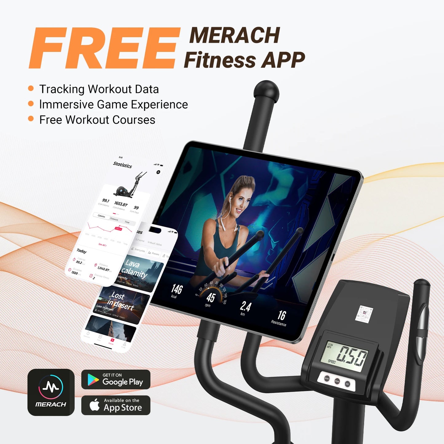 MERACH Elliptical Machine Home 16 Level Magnetic Drive With App