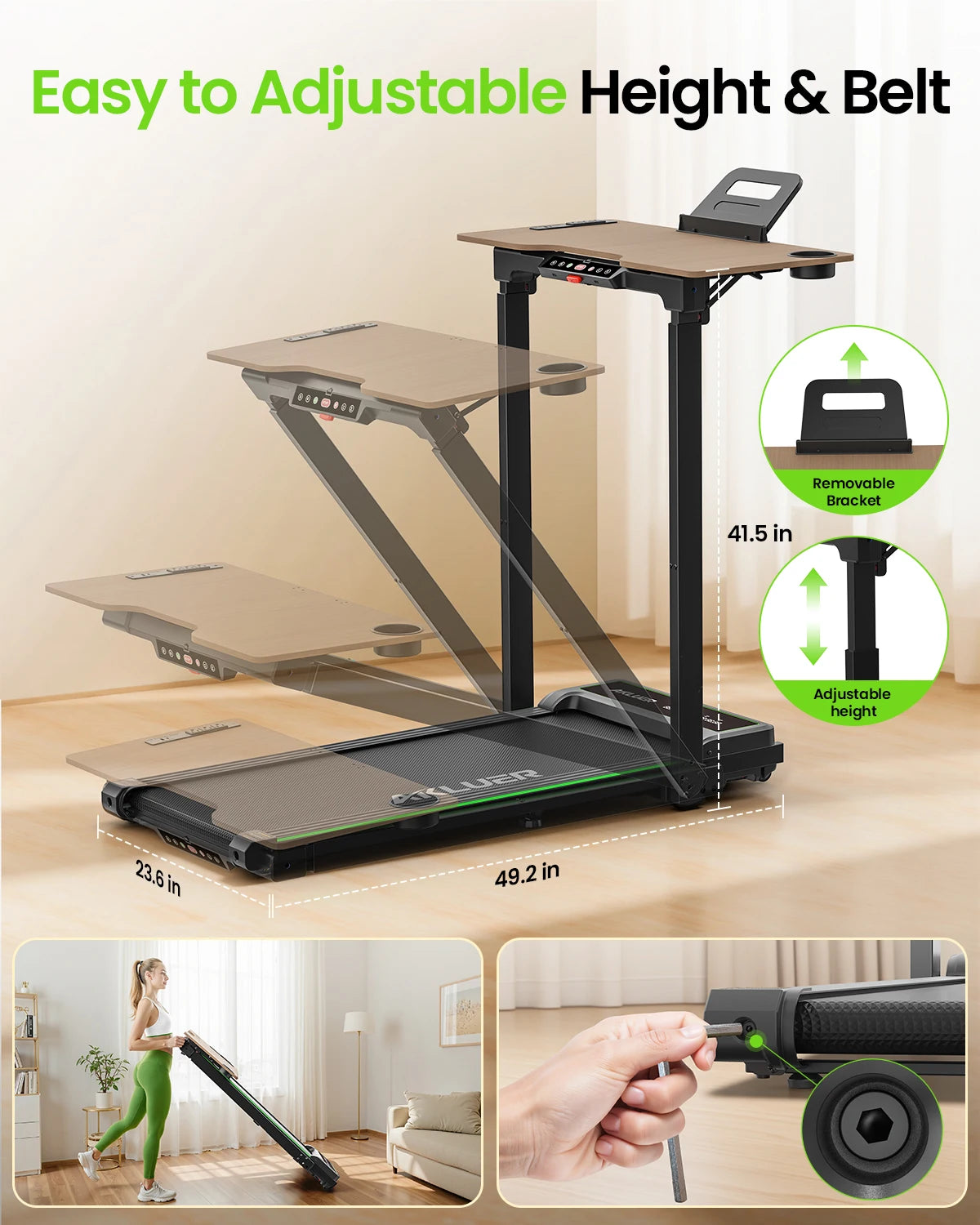 Akluer Walking Pad Treadmill,Compact Walking Pad, 2.5HP Desk Treadmills,Foldable Treadmill with Remote Control,for Home & Office