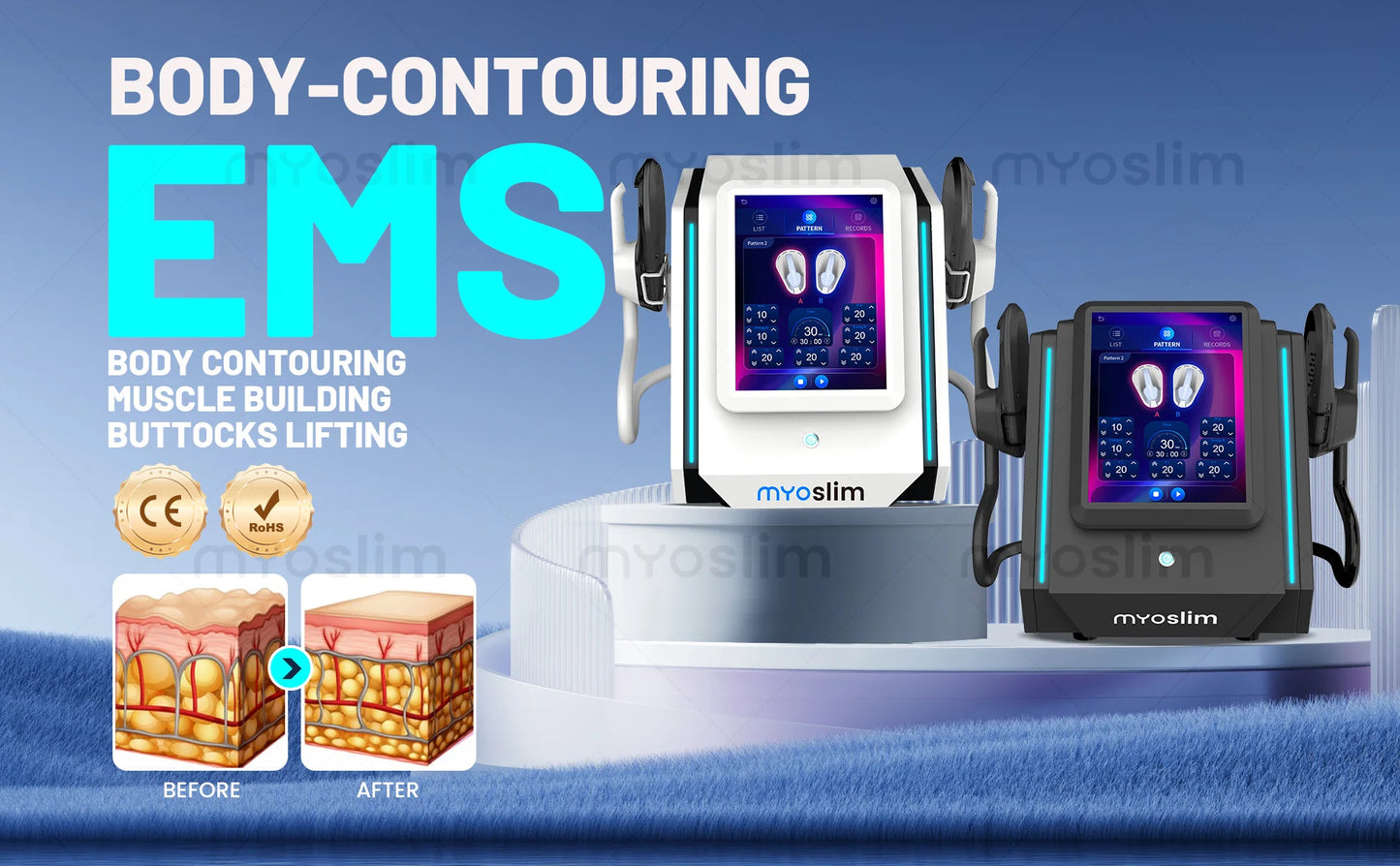 MYOSLIM 6500W EMS Body Slimming Machine For Electromagnetic Muscle Stimulation