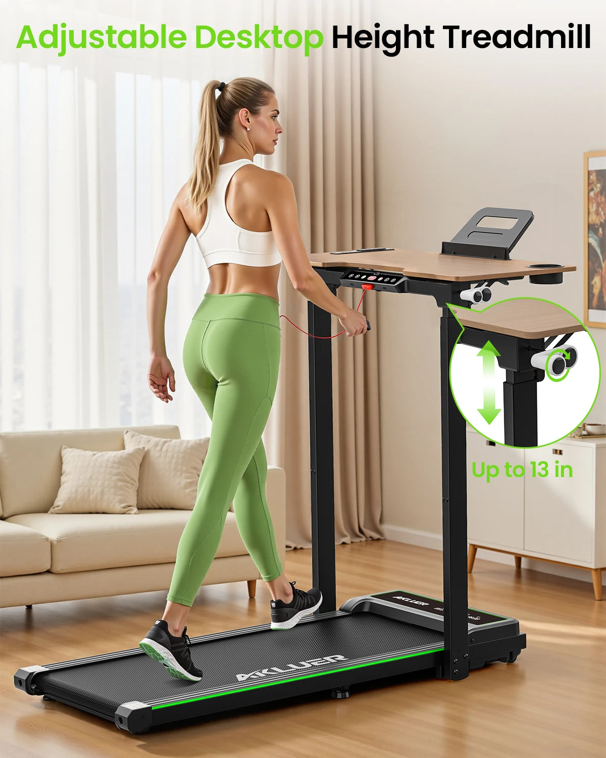 Akluer Walking Pad Treadmill,Compact Walking Pad, 2.5HP Desk Treadmills,Foldable Treadmill with Remote Control,for Home & Office