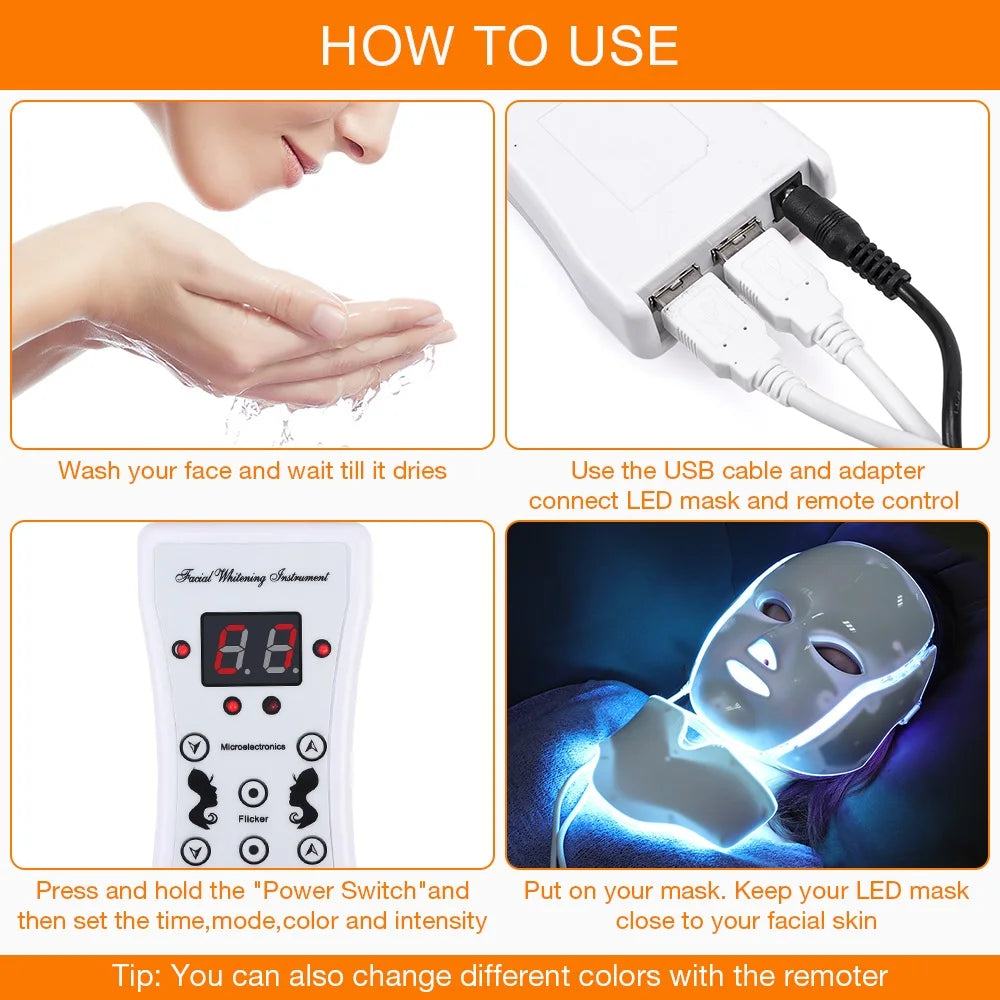 Foreverlily LED Facial Mask With Neck Rejuvenation And Whitening