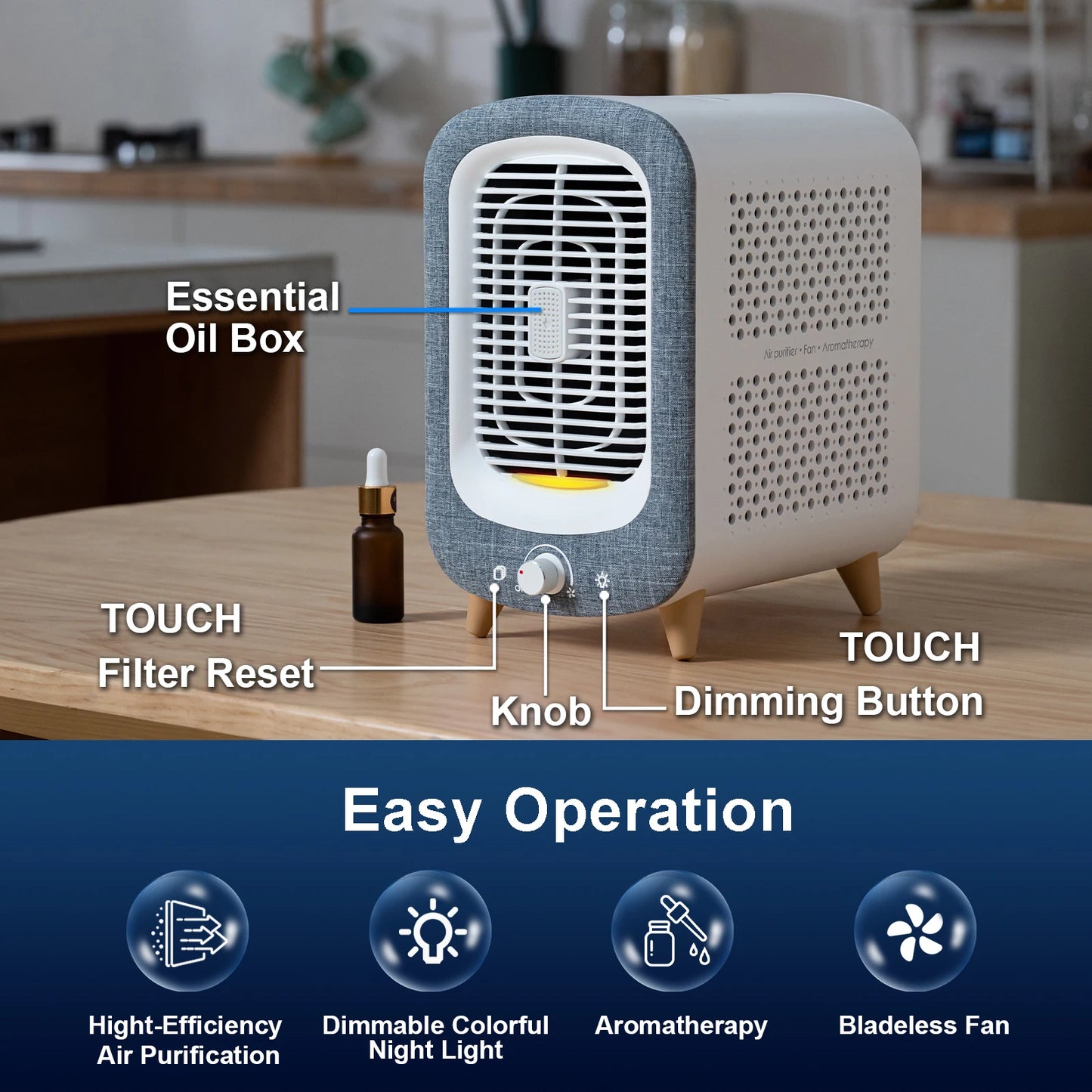 Jafanda Air Purifier for Bedroom with HEPA Activated Carbon