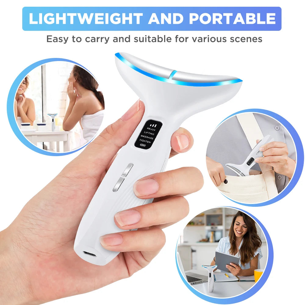 Hailicare 4 Modes LED Neck Beauty Device EMS Facial Lifting Massager