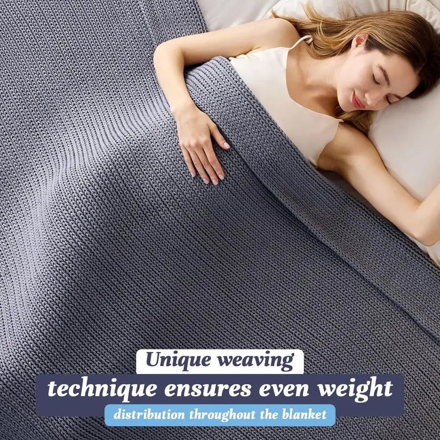 Beadfree Weighted Blanket for Adults Cooling Jacquard Fleece