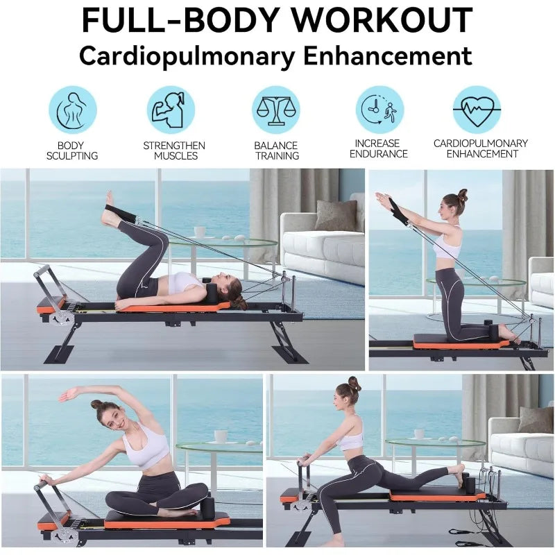 Pilates Reformer,Dpiolrcag Foldable Pilates Machine & Equipment for Home Use and Gym Workout, Suitable