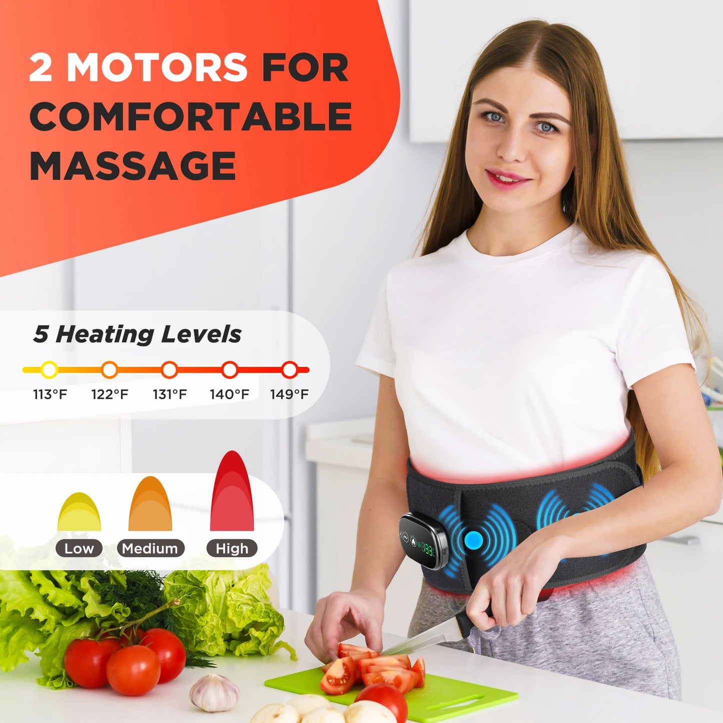 Hailicare Heated Waist Belt With Lumbar Support Vibration Massage