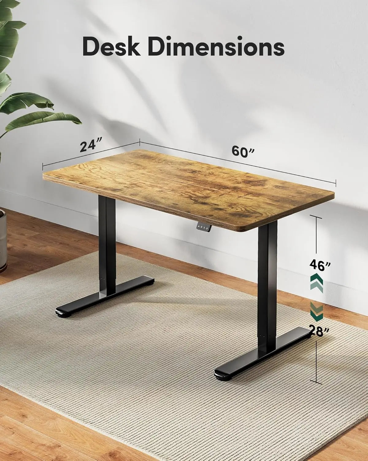 Electric Standing Desk Adjustable Height, 60 x 24 Inch Sit and Stand Desk, Home Office Desk, Ergonomic Workstation, Customized