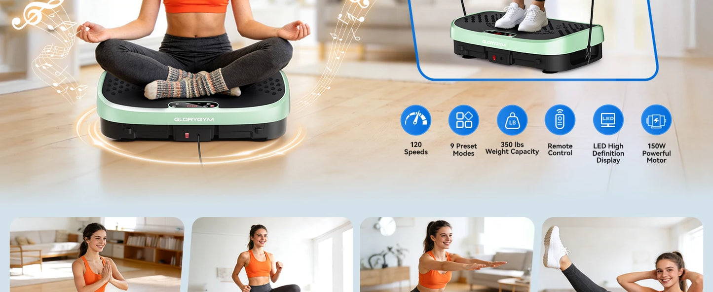 Vibration Plate Fat Burning Machine 120 Speed Levels 330lbs Capacity