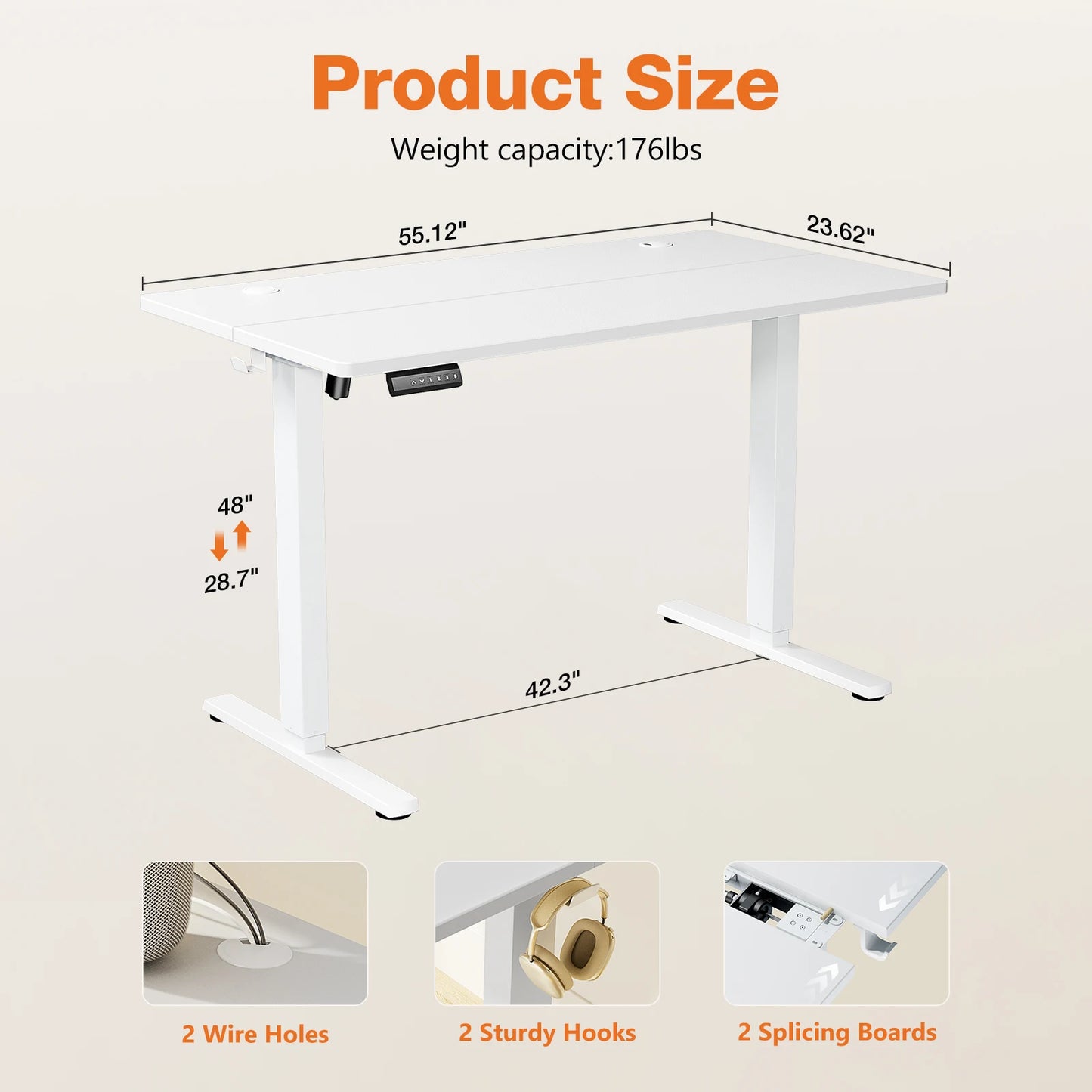 JHK Electric Height Adjustable Ergonomic Standing Desk