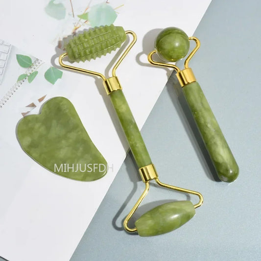 Jade Roller Massager for Face and Body Dual End GuaSha