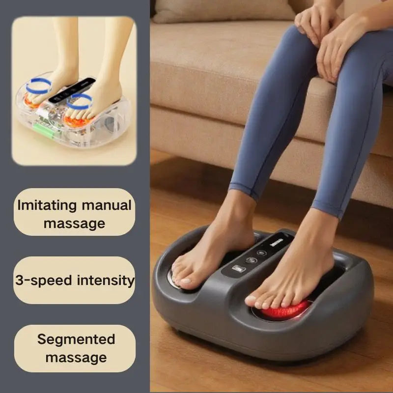 Mini Finger Foot Massager With Hot Compress Kneading Vibration
