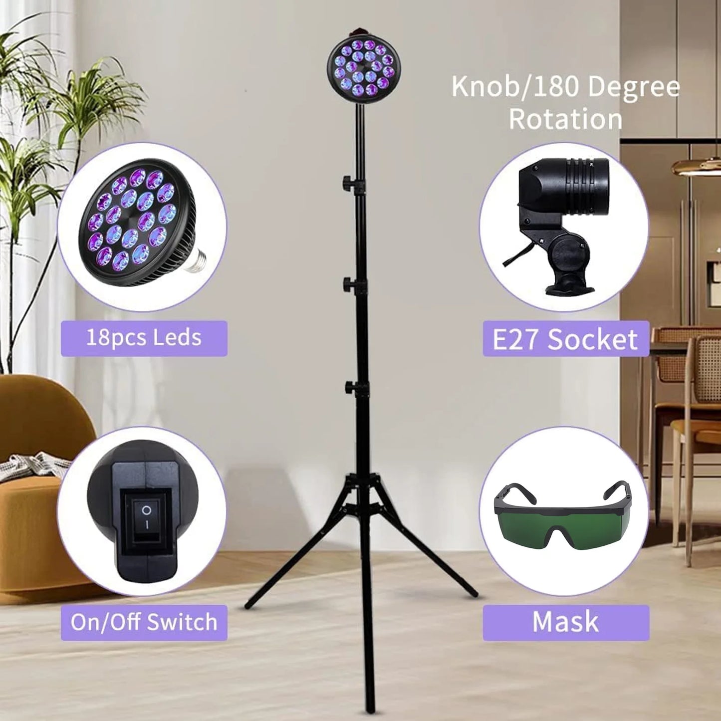 Tanning Lamp 460 Nm Sun Light Skin Tanning Tripod 54W