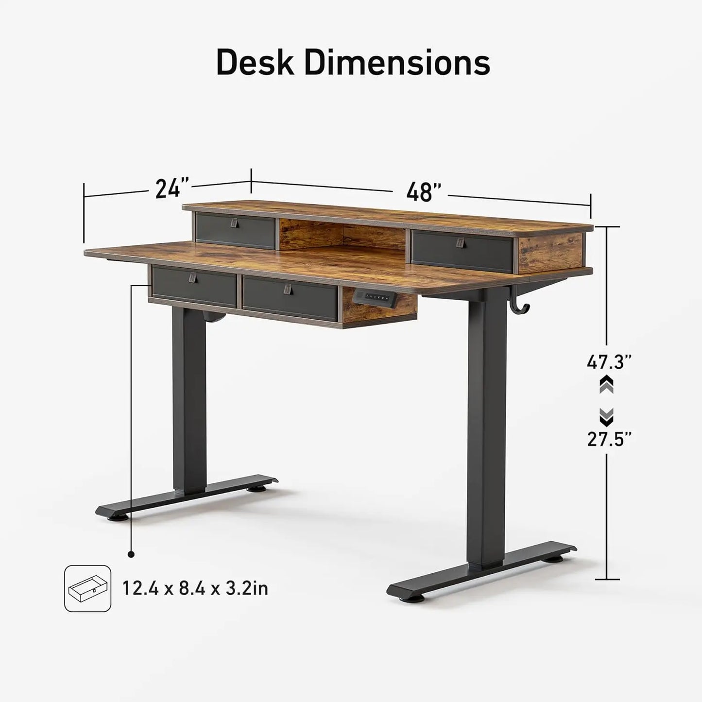48'' x 24'' Electric Standing Desk Adjustable Height with 4 Drawers, Home Office Stand Up Table with 4, Customized