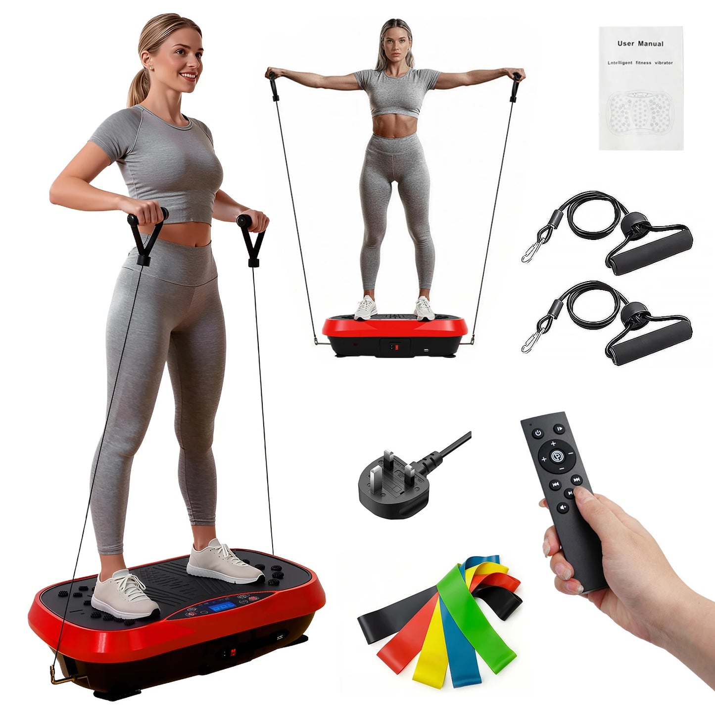 Portable Vibration Plate With Bluetooth Resistance Bands And Yoga Straps
