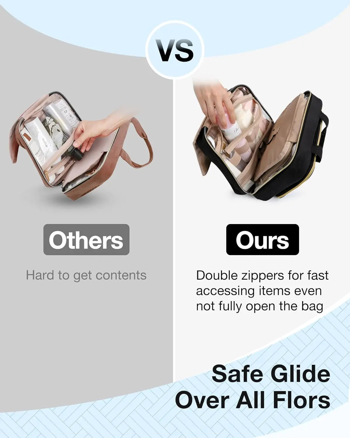 Hanging Toiletry Bag With TSA Transparent Cosmetic Pouch