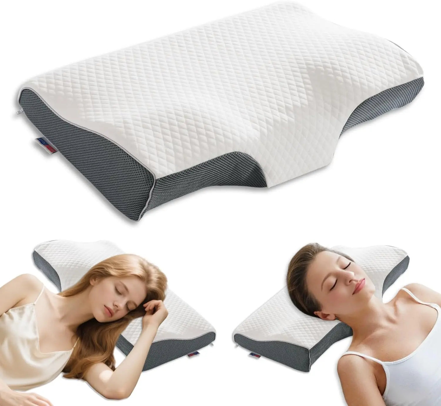 Sleep Apnea Pillow for Neck Pain & Snoring Relief - Orthopedic Cervical Memory Foam Pillow, Ergonomic Contour, Medium Firm Suppo