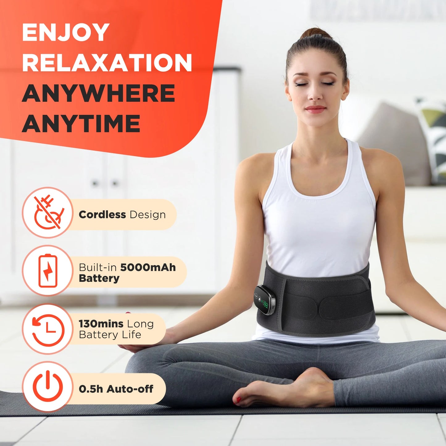 Hailicare Heated Waist Belt With Lumbar Support Vibration Massage