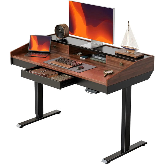 48 x 24 inches Electric Stand Up Desk with Monitor Shelf,48" Whole-Piece Standing Desk Adjustable Height with, Customized