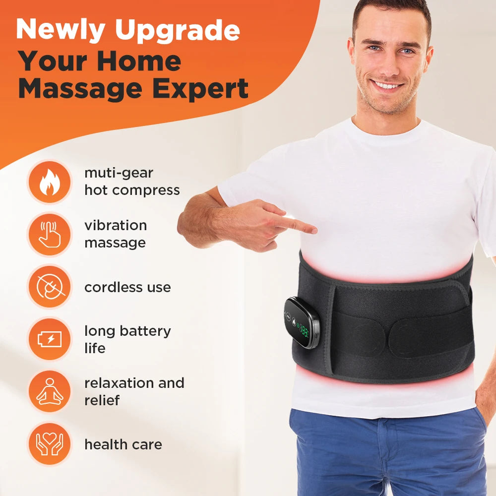 Hailicare Heated Waist Belt With Lumbar Support Vibration Massage