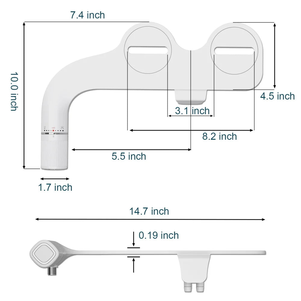 SAMODRA Bidet Non Electric Toilet Attachment Dual Nozzles Brass Inlet