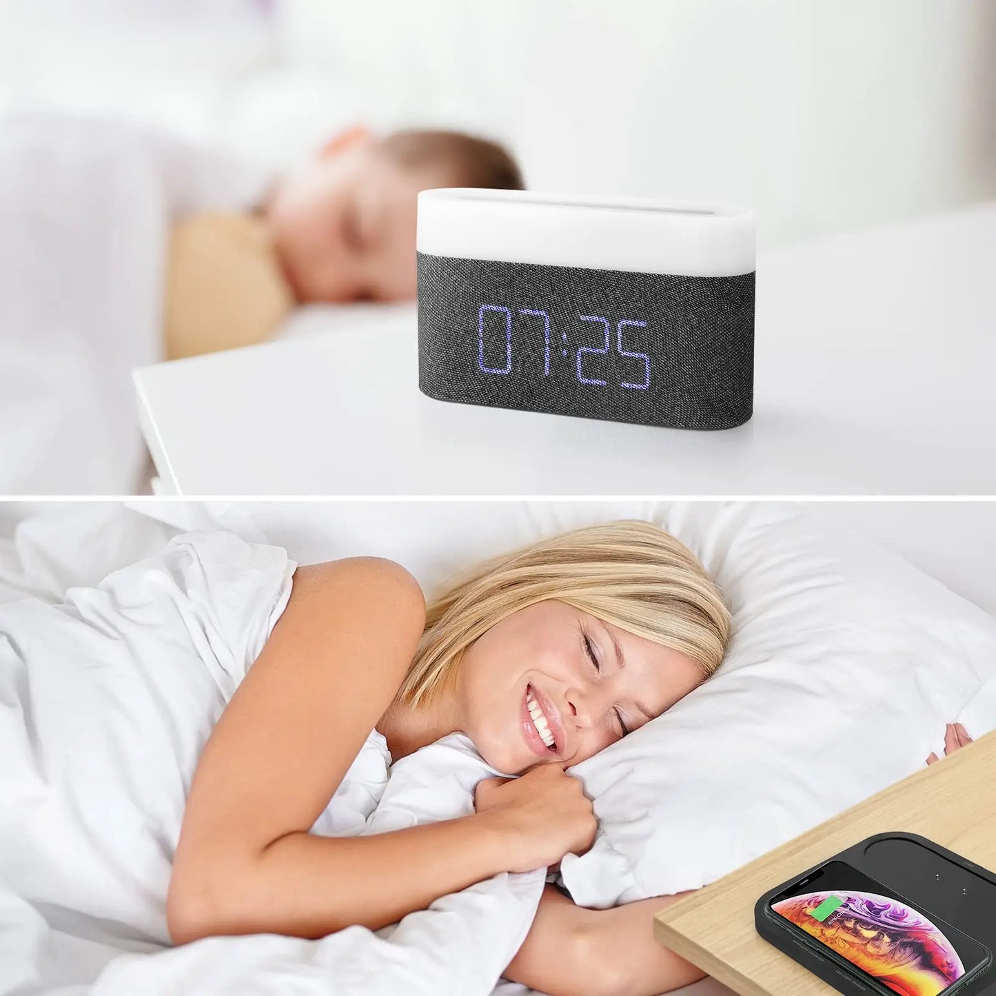COLSUR S26 Fast Wireless Charger Alarm Clock Lamp With Brightness