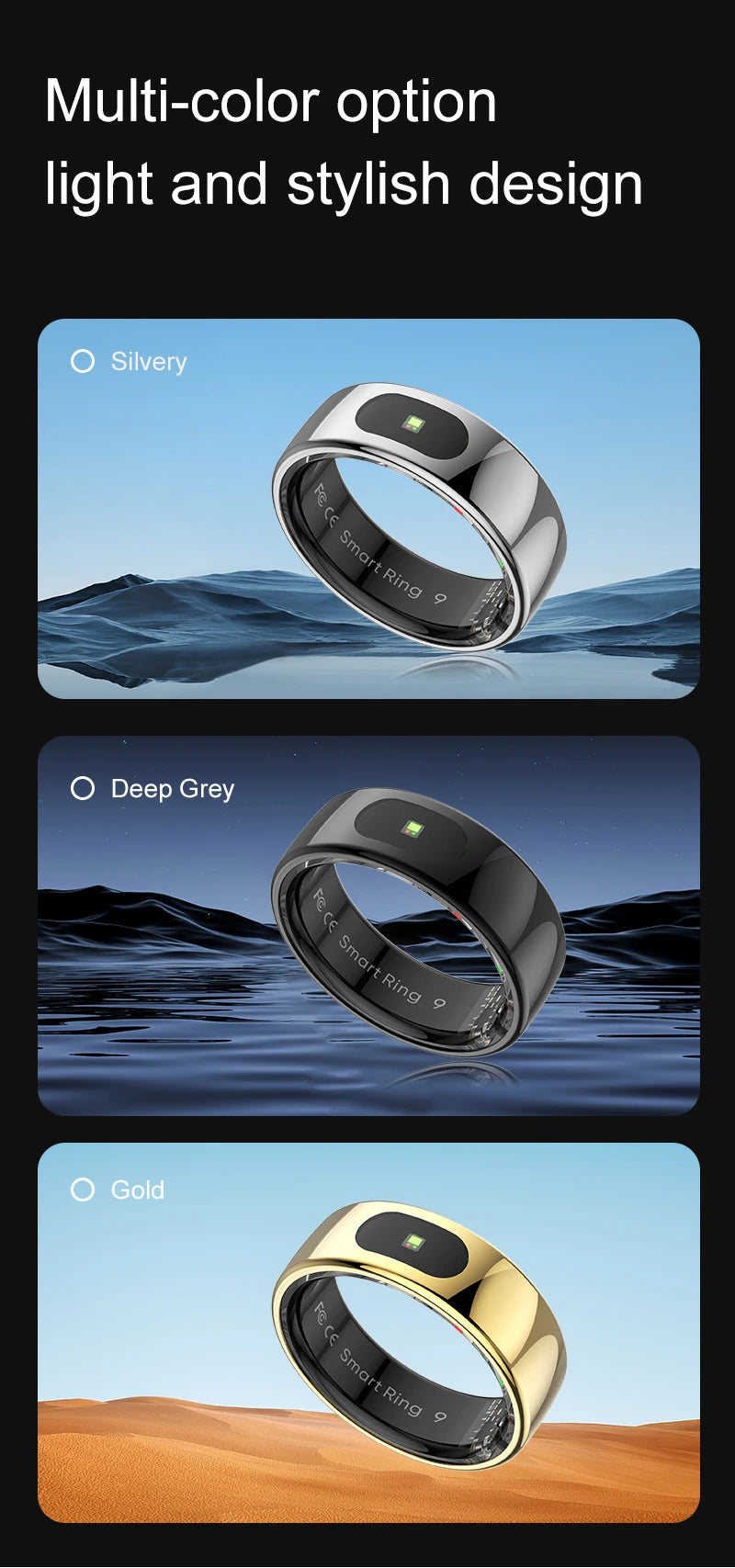 Govllfoz R08 Smart Ring Heart Rate Monitoring With Charging Case
