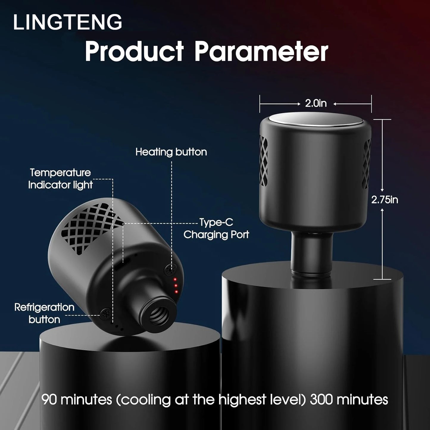 Lingteng Deep Tissue Percussion Massage Gun With Hot And Cold
