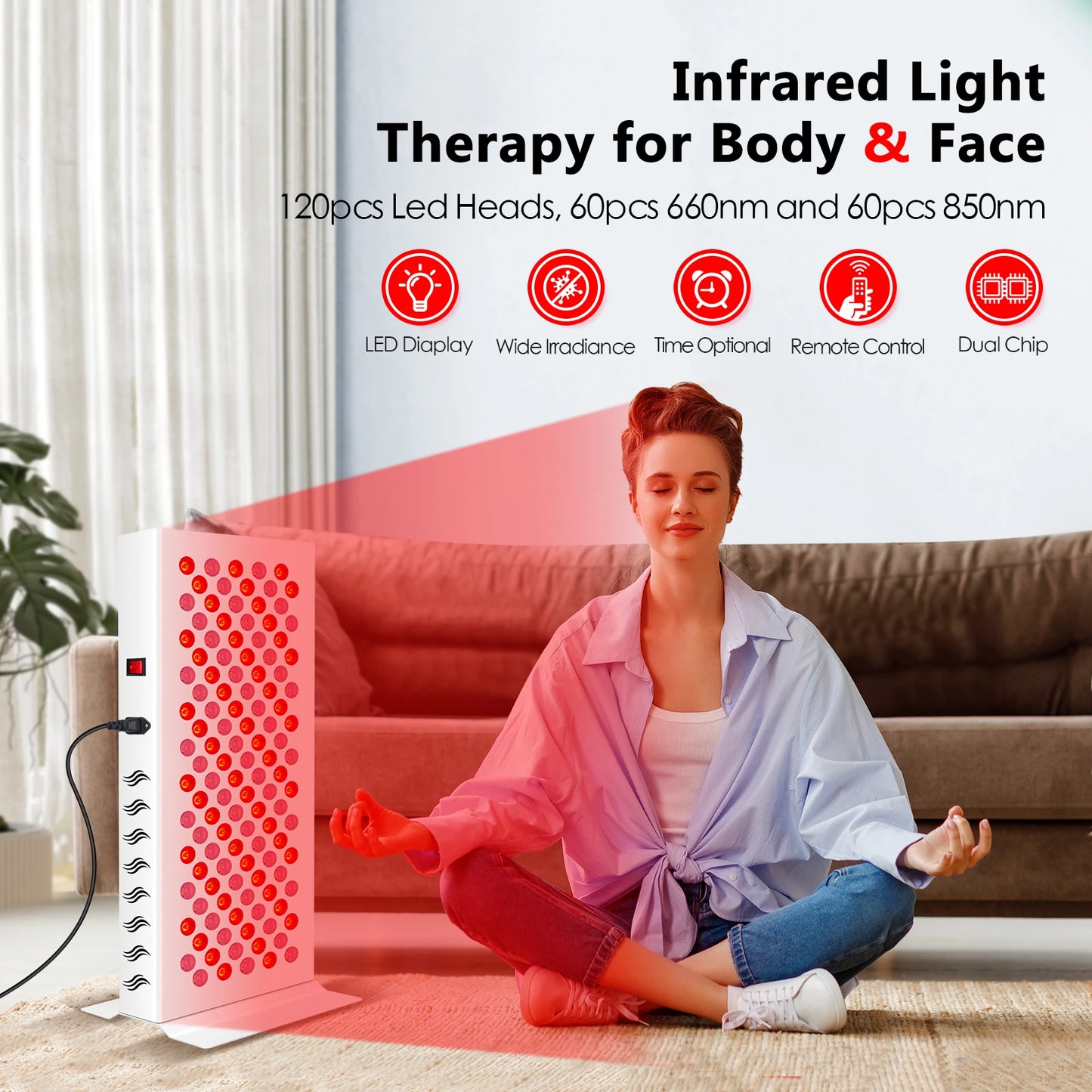 Astarexin Red Light Therapy Panel Lamp Near Infrared 850nm 660nm