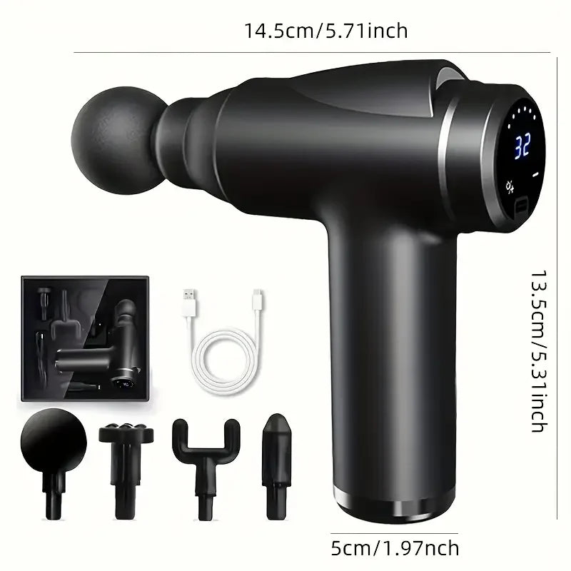 Portable Vibration Massage Gun With Four Premium Attachment Heads