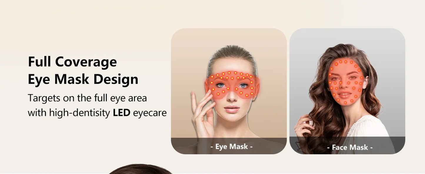 JVV 630NM 850NM Red Light Therapy Eye Mask Device Near Infrared Eye Mask Eye Massager Beauty Care Device Eye Bags Remover Devic