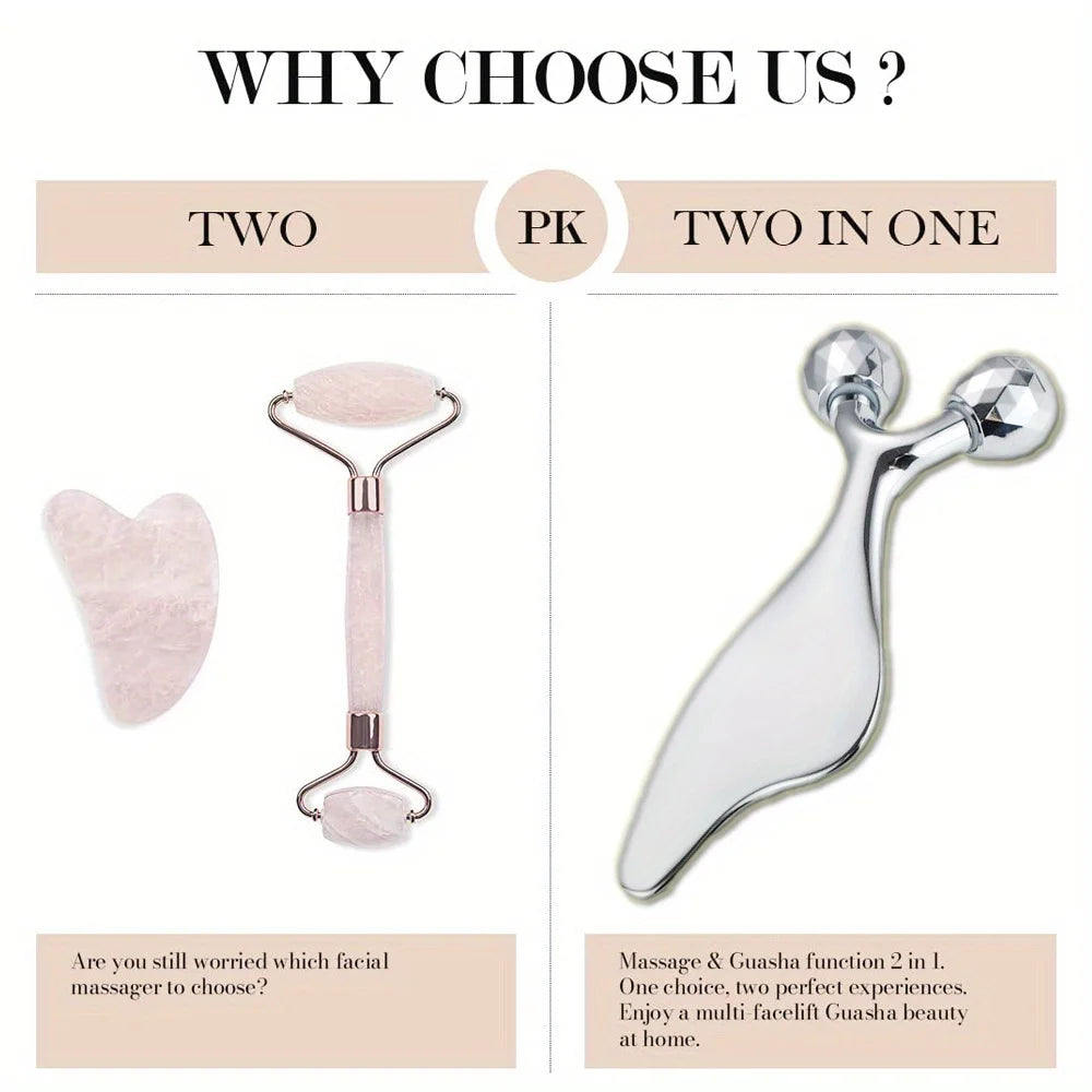 LSHOW 2 in 1 3D Facial Massager GuaSha Roller Professional