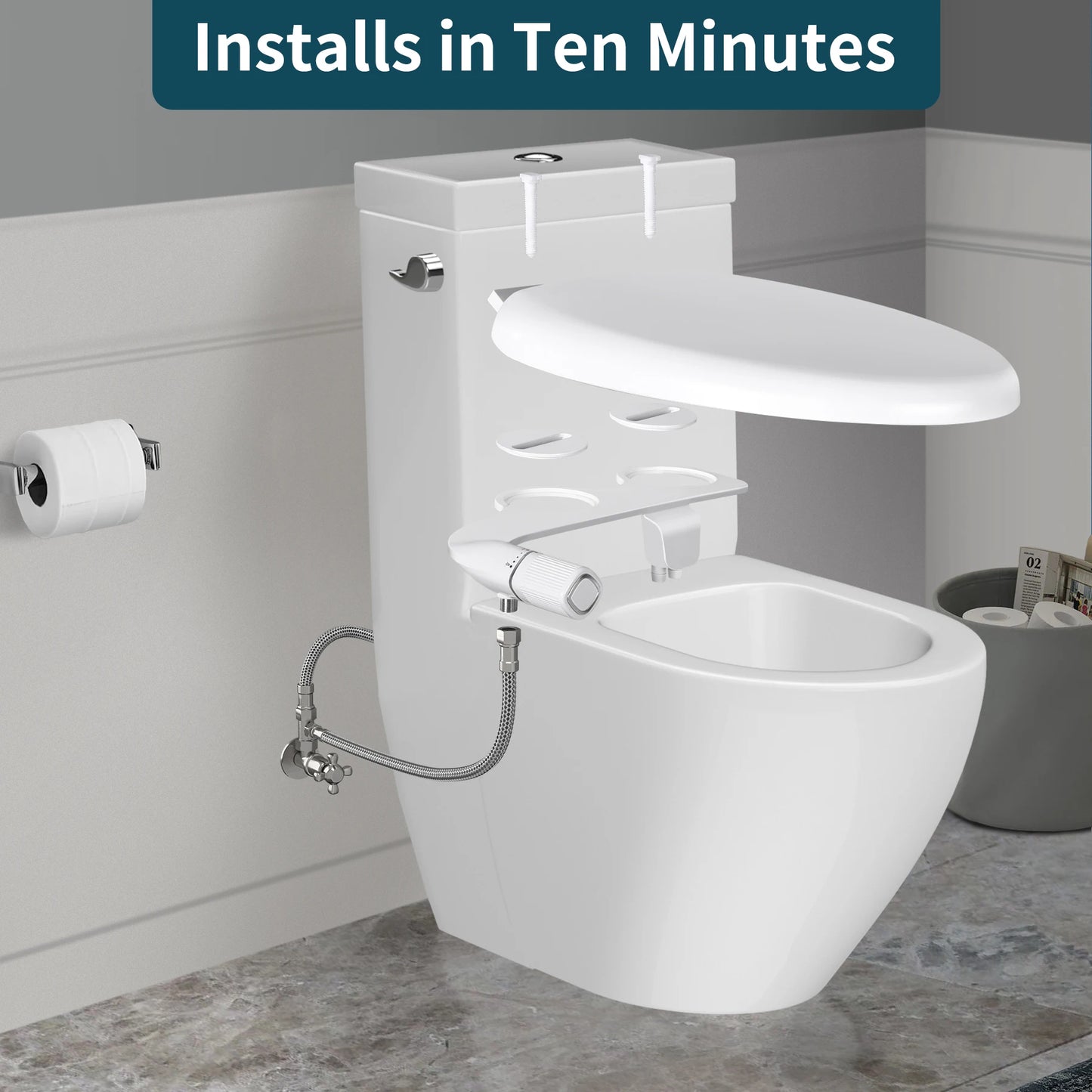 SAMODRA Bidet Non Electric Toilet Attachment Dual Nozzles Brass Inlet