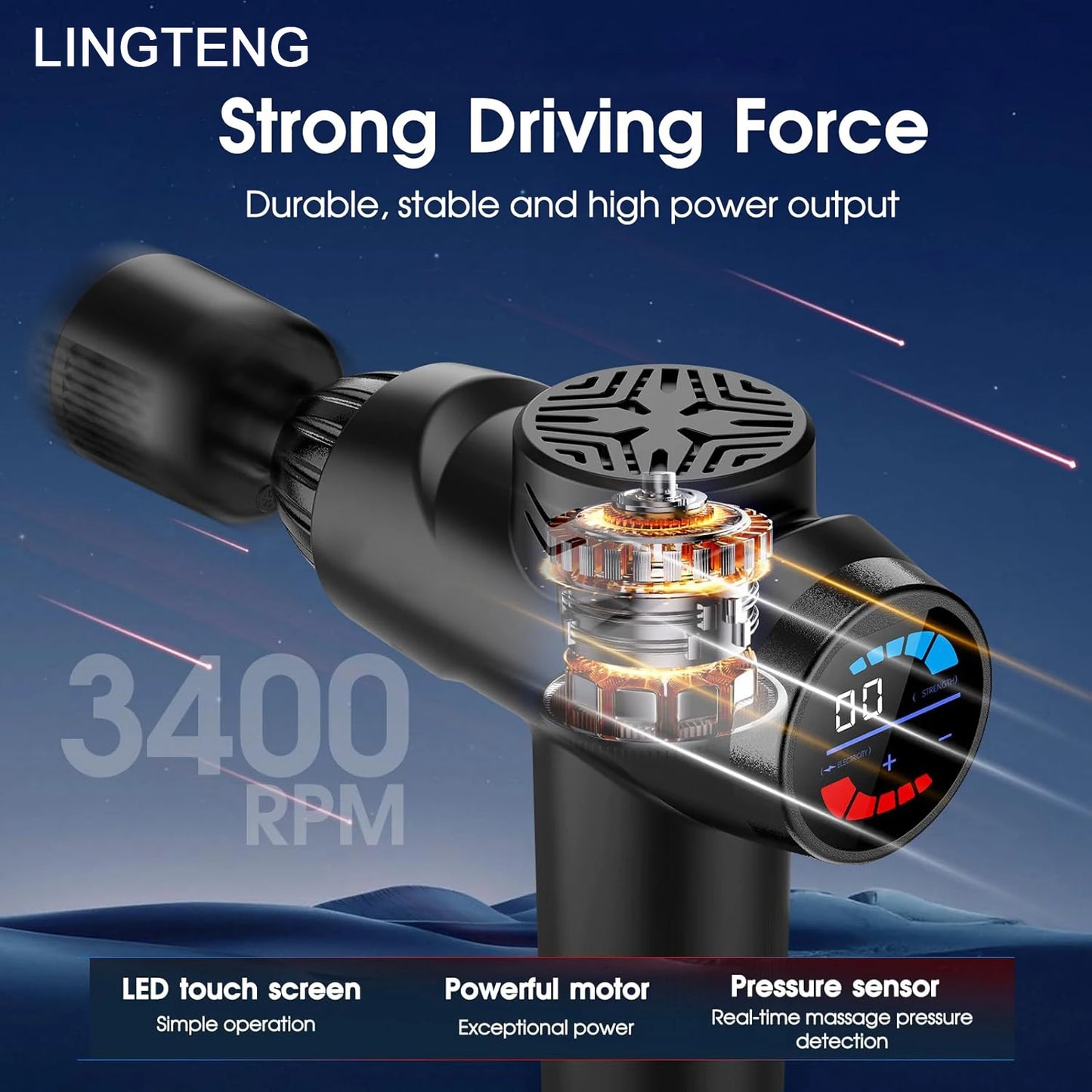 Lingteng Deep Tissue Percussion Massage Gun With Hot And Cold