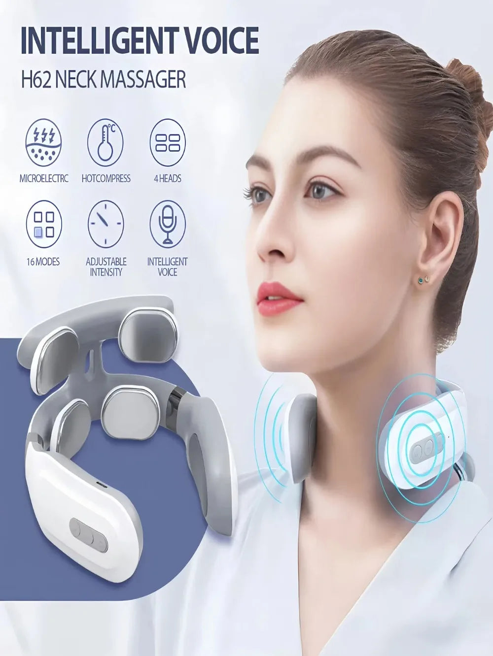 Portable Electric Neck Massager Rechargeable Muscle Relief Device