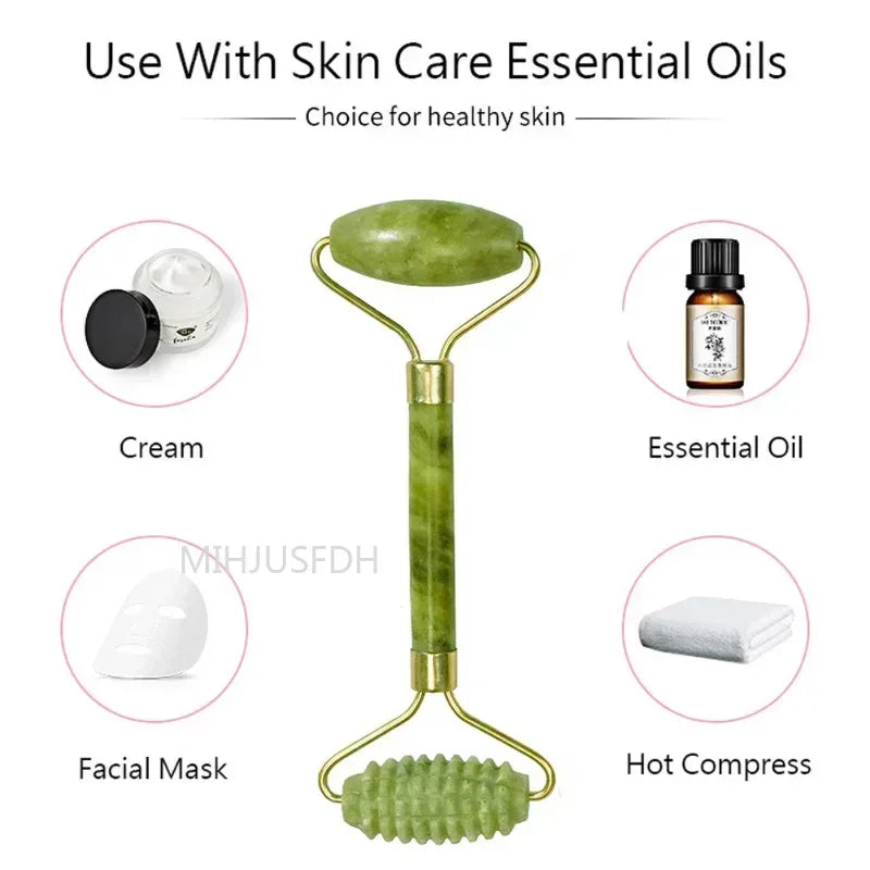 Natural Jade Roller Massager for Face and Body Gua Sha