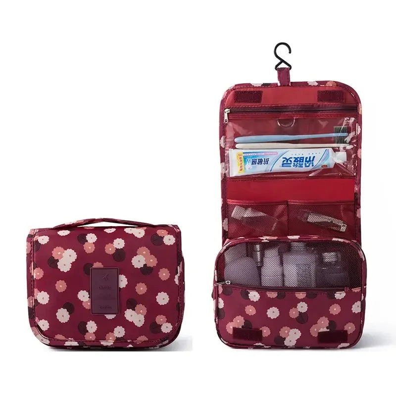Waterproof Nylon Cosmetic Bag Travel Pouch With Hook