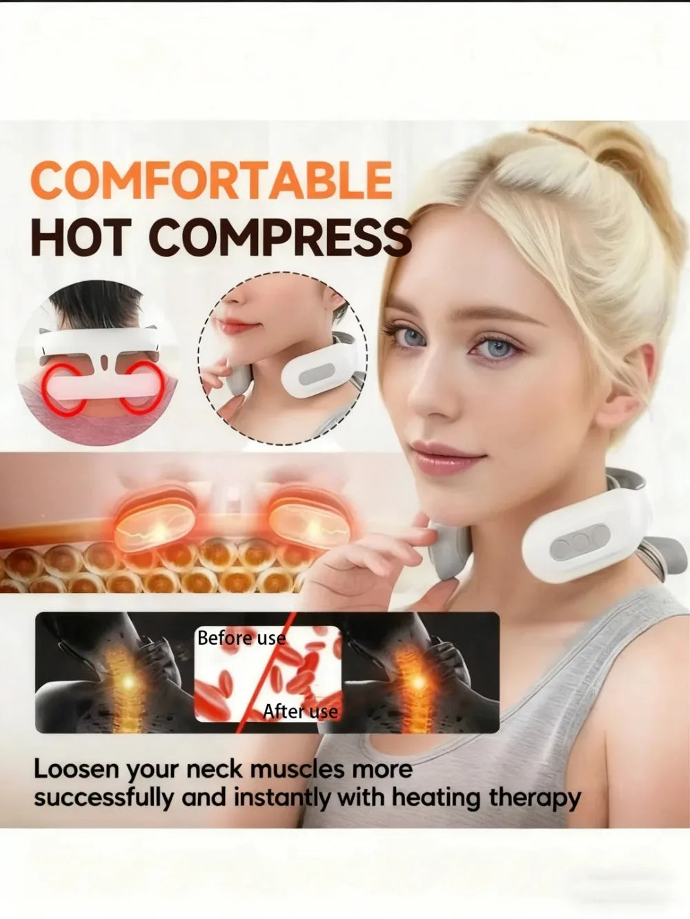 Portable Electric Neck Massager Rechargeable Muscle Relief Device