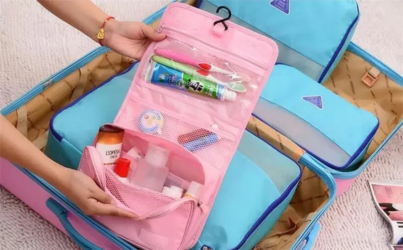 Waterproof Nylon Cosmetic Bag Travel Pouch With Hook